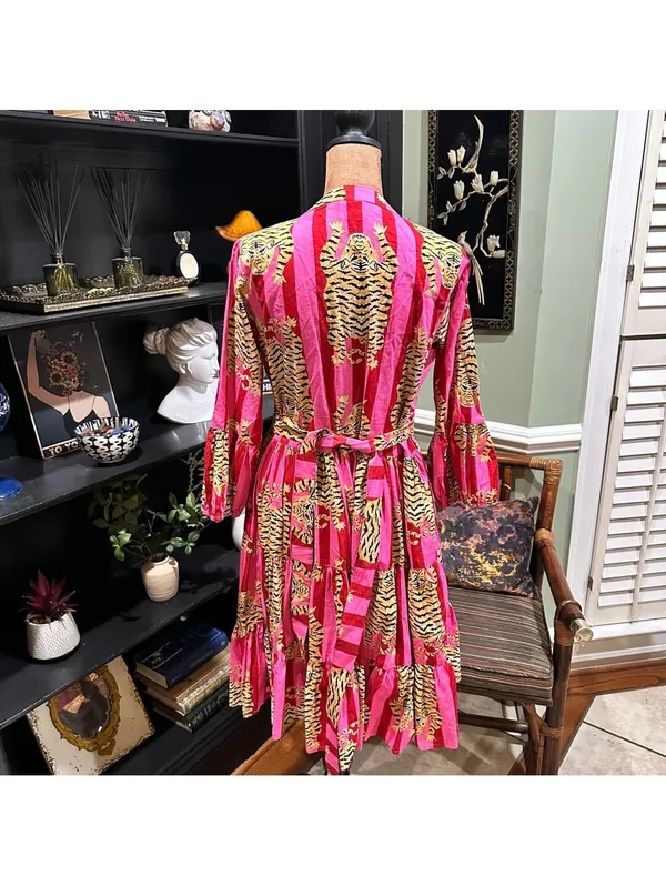 The Roots Pink Tiger Stripe Dress – Tagged XS, Fits Up to Small - Image 9