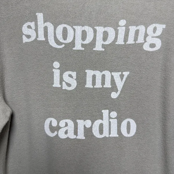 Wildfox Women Hoodie Medium Gray Shopping Is My Cardio Graphic Sweatshirt - Image 3
