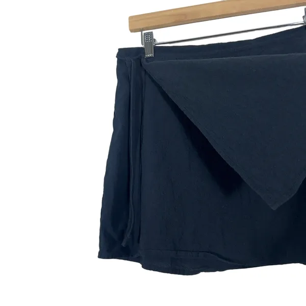 NWT Cider Wrap Solid Mini Skirt Black Minimalist Side Tie Cotton Size L - Image 2