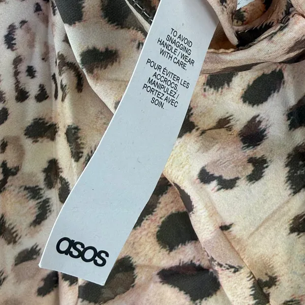 ASOS DESIGN Women Leopard Print Satin Slip Midi Dress Ruched Bust Tan US 6 NEW‎ - Image 6