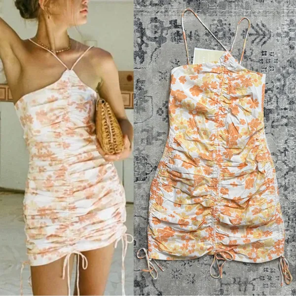NEW Sabo Skirt Kani Asymmetric Dress Floral Print Cinched size M Medium NWT - Image 2