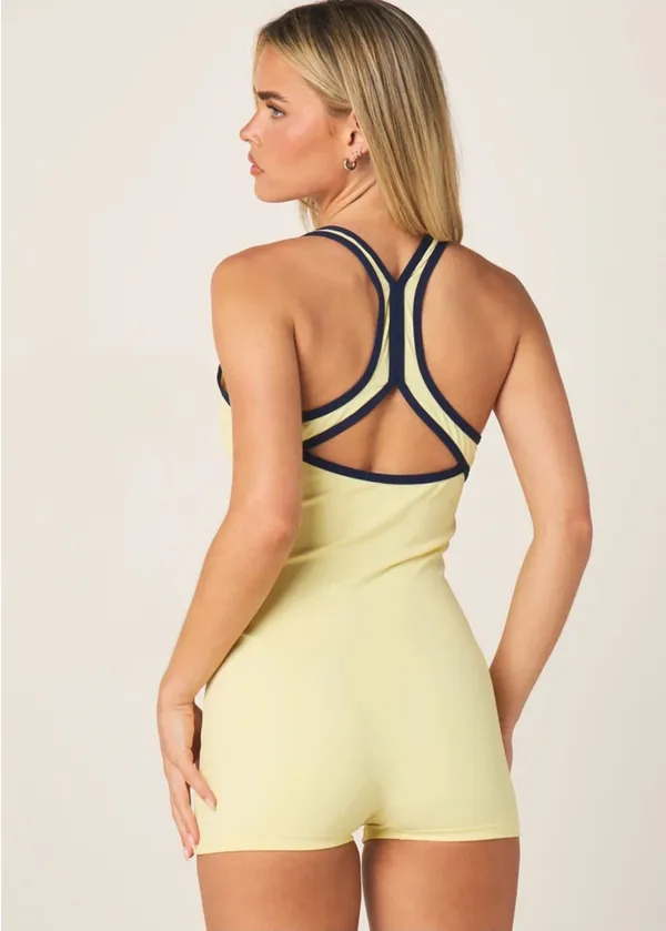 🆕🌙Missguided Yellow & Navy Wrap Romper - Image 3