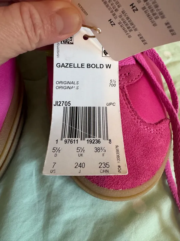 NWT Adidas Gazelle Bold W Hot Pink Suede Sneakers Size 7 - Image 7