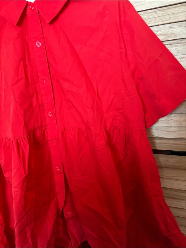 FINAL MARKDOWN Unique Cato Short Sleeve Red Babydoll Top Medium - Image 3