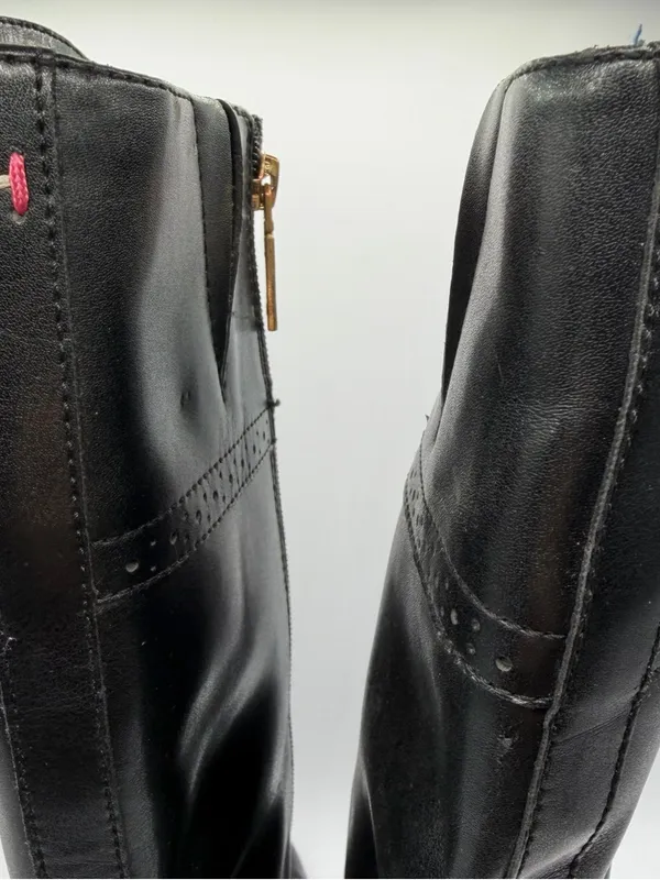 Tommy Hilfiger Black Leather Tall Riding Boots Lace Up Side Zip Women’s 6.5M - Image 7