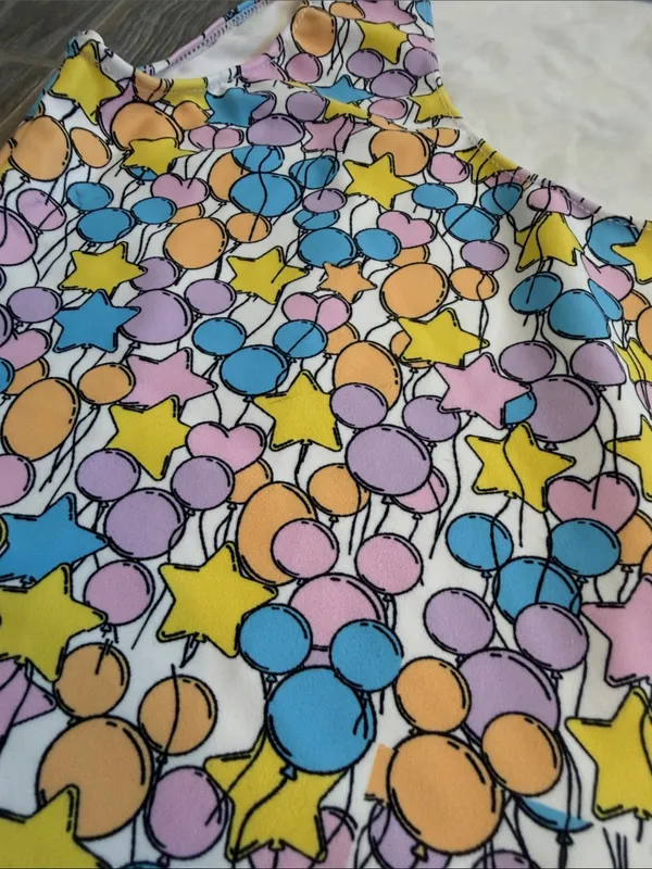 Womens Disney multicolored pastels Balloon spandex quick dry cropped Tank Top XS - Image 2