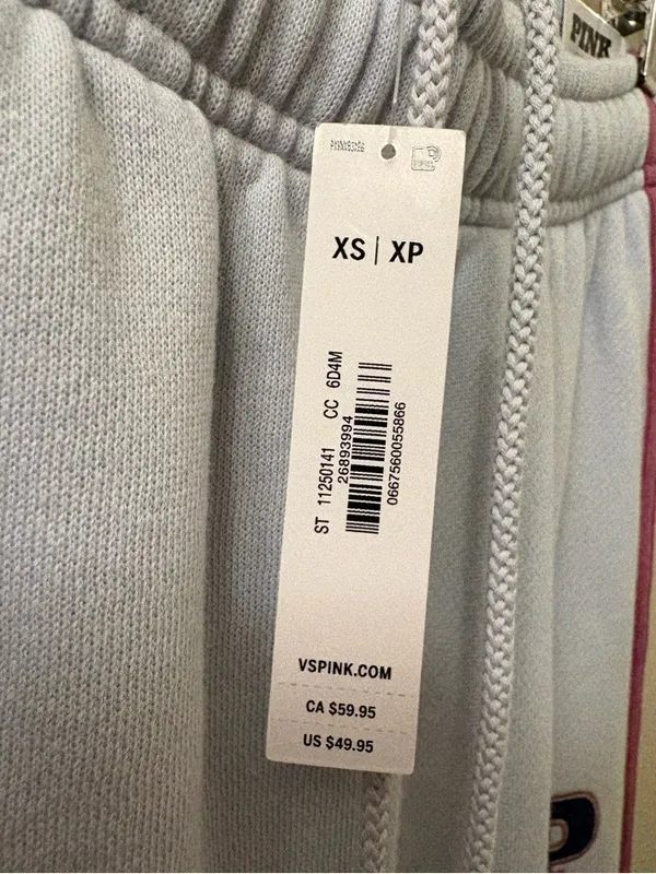 Victoria's Secret PINK Hydrangea Blue Cuffed Fleece Jogger size XS NWT - Image 9