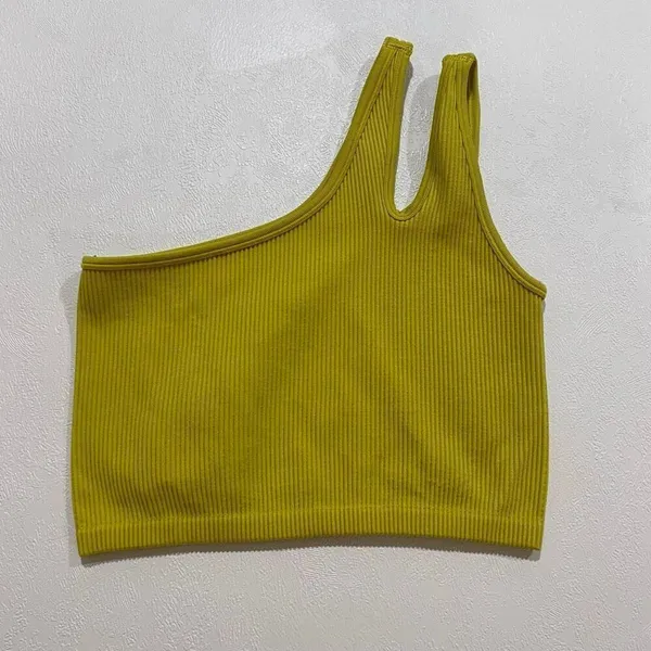OFFLINE by Aerie One Shoulder Ribbed Crop Tank Top Women’s Small – Lime Green As - Image 2