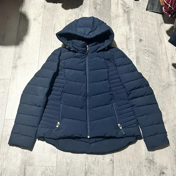 Tommy Hilfiger Women's Jacket Coat Navy Blue Zip Hood Pockets Quilted Packable - Image 2