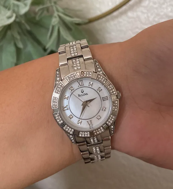 Bulova Woman’s Sterling Silver & Swarovski Watch - Image 2