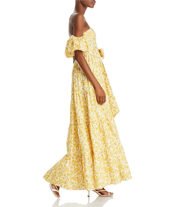 AQUA Floral Off-The-Shoulder Maxi Dress - Image 5