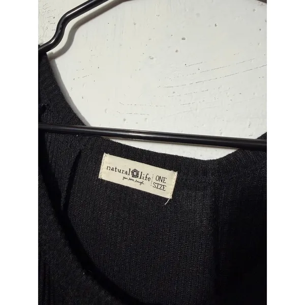 Natural Life ONE SIZE Black Dress 1/4 Length Sleeves Swing Dress - Image 2