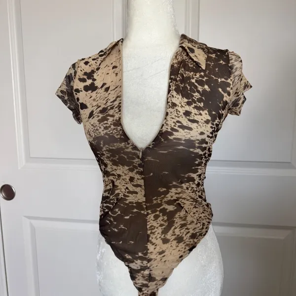 ZARA Animal Print Tulle Bodysuit - Image 2