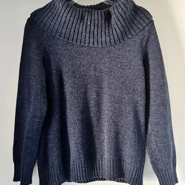 Lauren Ralph Lauren Women's XL Blue Cowl Neck Knit Sweater Long Sleeve Pullover - Image 3