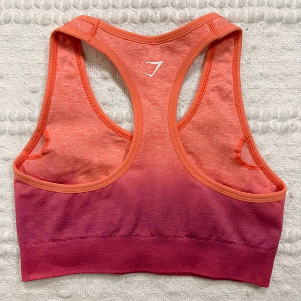 Gymshark Adapt Ombre Seamless Sports Bra Orange‎ Pink Racerback GLSB5546 Small - Image 2