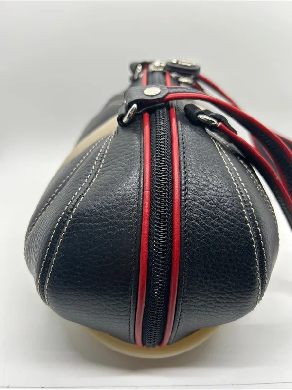 ALALUNA Vintage Retro Rare Black/Cream Leather Molded Base Shoulder Bag Purse 🌺🌺 - Image 4