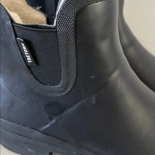 Tretorn Lina Chelsea Rain Boots Waterproof Faux Fur Lined Black Women’s 10 - Image 3