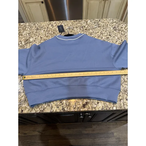 Abercrombie & Fitch YPB neoKNIT Slate Blue V-neck Sweatshirt Size SMALL - Image 9