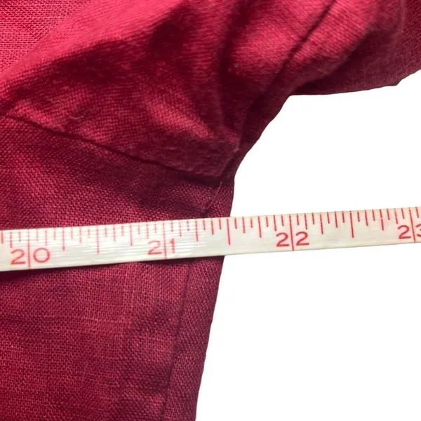 Rena Rowan Vintage Burgundy 100%‎ Linen Ladder Crochet Button Down Blouse Sz 14 - Image 7