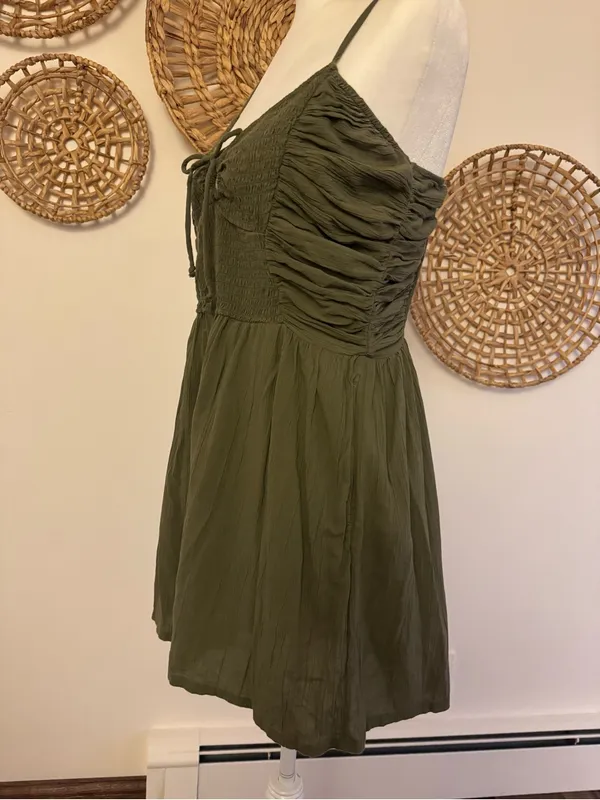 Olive Green Smocked Tie - Image 6