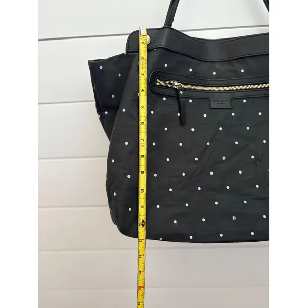 Kate Spade Black Polka Dot Nylon‎ Tote Bag Shoulder Bag Zip Pocket - Image 9