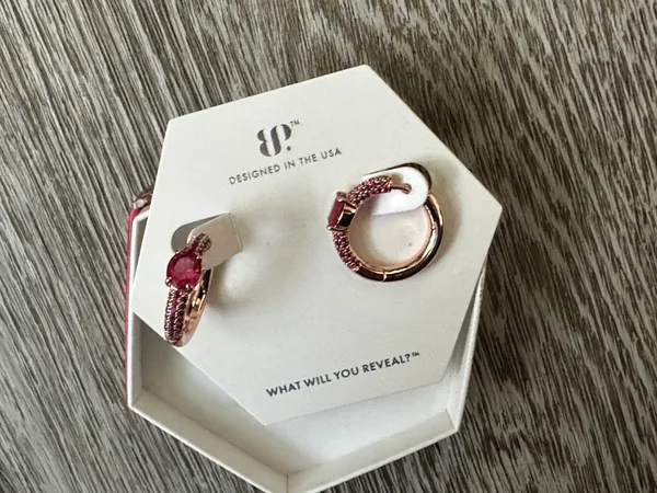 NWT Bomb Party Warm Summer Sunset Earrings Lab Created Rubies Rose Gold Plated - Image 5