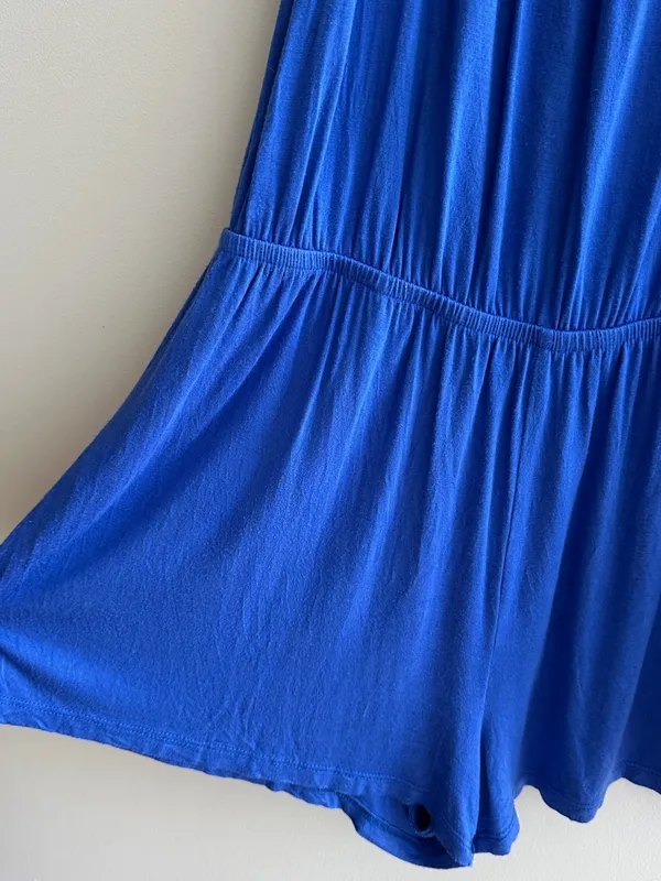 maitai Stretchy Off the Shoulder Ruffle Romper, Casual Summer,Royal Blue, Medium - Image 4