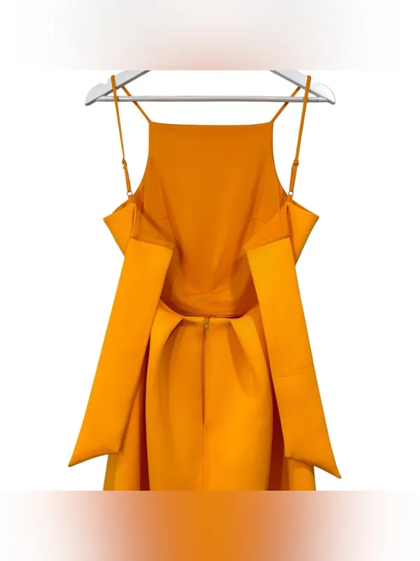 ASOS NWT Orange Fit & Flare Pleated Midi Dress Size 2 Women's - Image 8