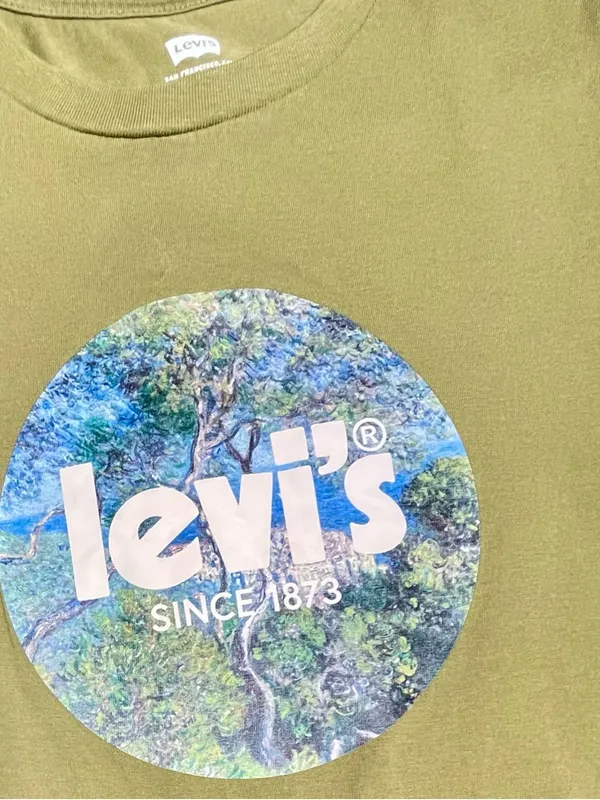 Levi's‎ Olive Green Crewneck Graphic Tee with Nature Print - Image 9