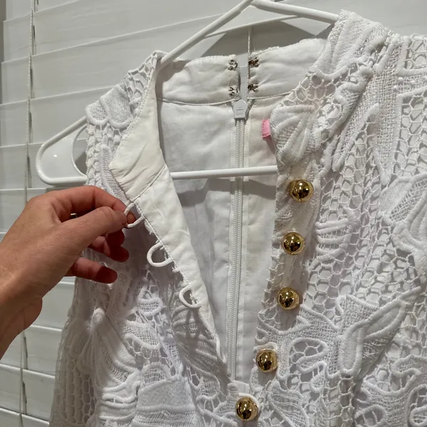 Lilly Pulitzer Alexa Lace Seashell Beach Bridal Shift Dress Sz 2 White Buttons - Image 4