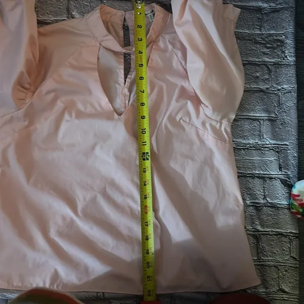 Bleuh Ciel Peach V-Neck Chocker Blouse M Balloon Sleeve Fairycore Whimsygoth - Image 8