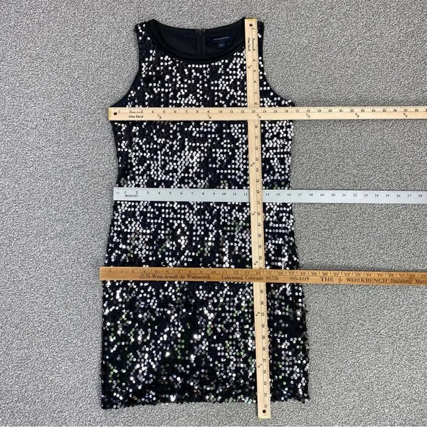 Banana Republic‎ Sequin Sleeveless Shift Party Cocktail Dress Silver Black 2 - Image 11