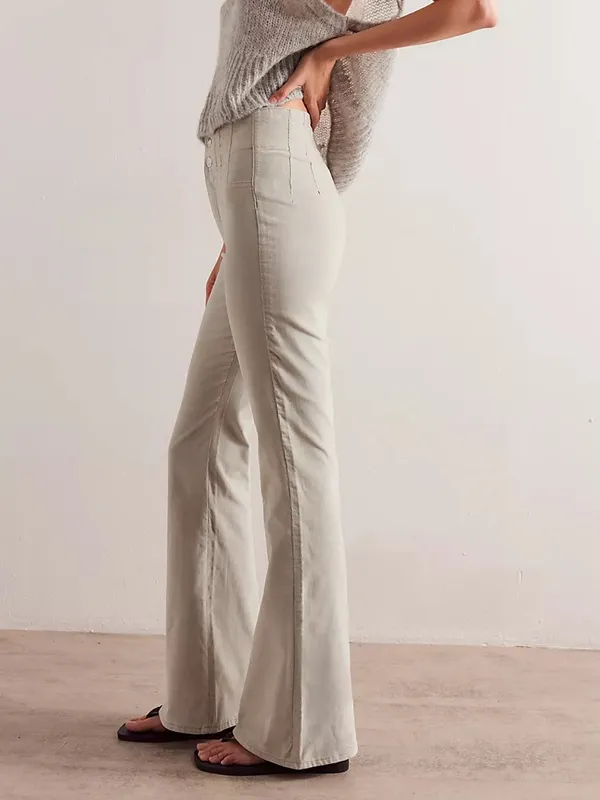 We The Free‎ People Jayde Cord High Rise Flare Cream Pants - Image 3