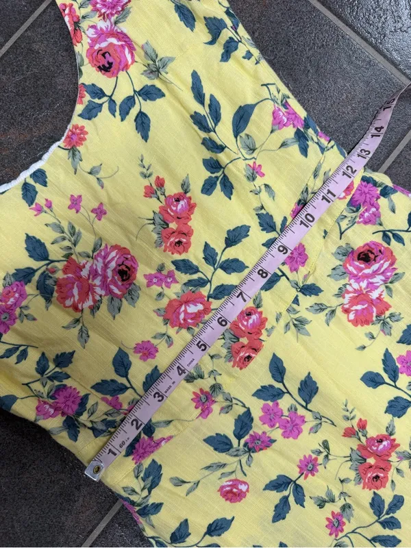 Kiel James Patrick Flower Garden Sleeveless Midi Dress Linen Blend Yellow 0 - Image 10