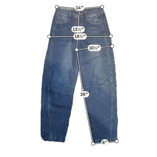 Unbranded‎ Barrel Leg Jeans Women Size 25-26 Faded Blue High Rise Wide Leg Denim - Image 5