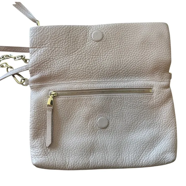 Tory Burch Pebbled Leather Foldover Crossbody‎ Tan Chain Bag - Image 12
