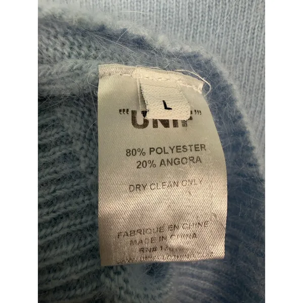 Unif Baby Blue Angora Blend Cropped Cardigan Sweater Size Large - Image 5