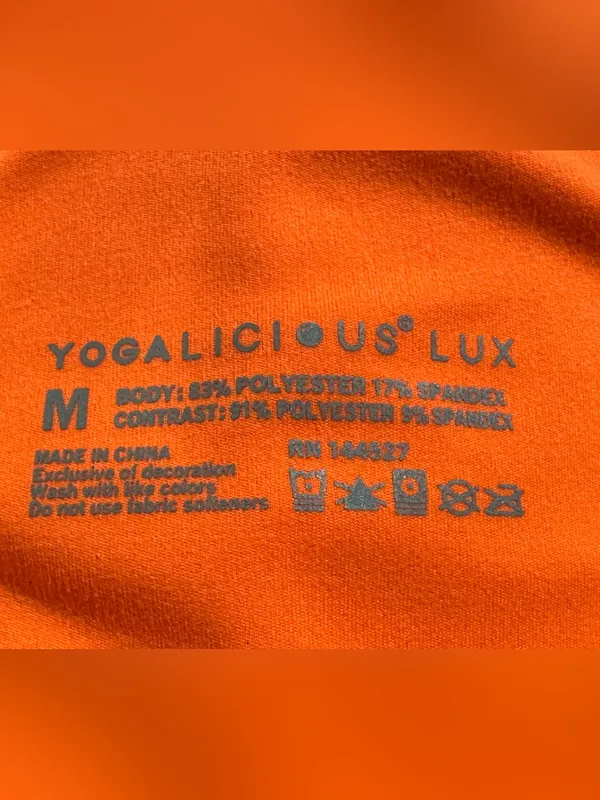 Yogalicious High-Waisted Neon Orange Biker Shorts size Medium - Image 7