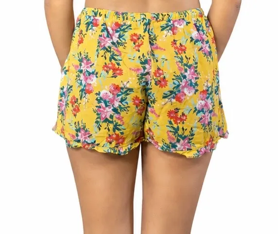 Yellow floral shorts Size medium - Image 2