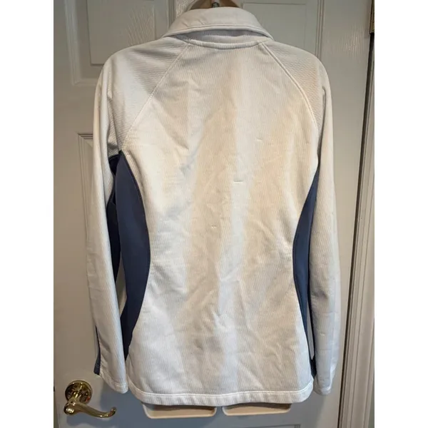 The North Face Womens Large Grid Fleece Jacket White Blue Full Zip Outdoor - Image 8