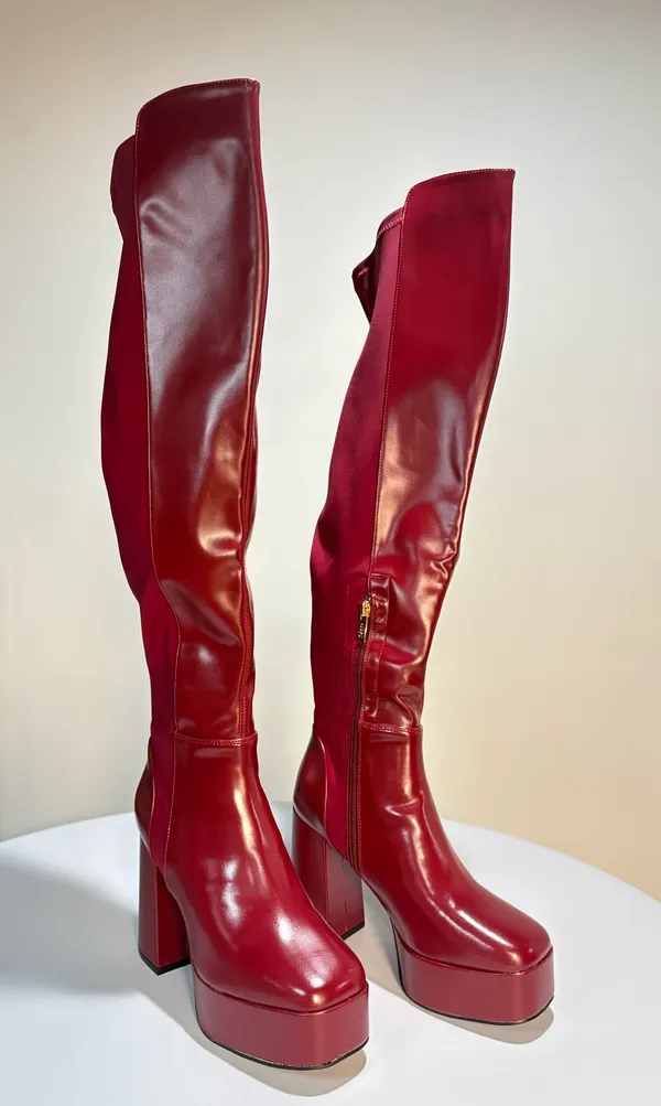 Women Red Knee Boots/ New Size 7 - Image 2