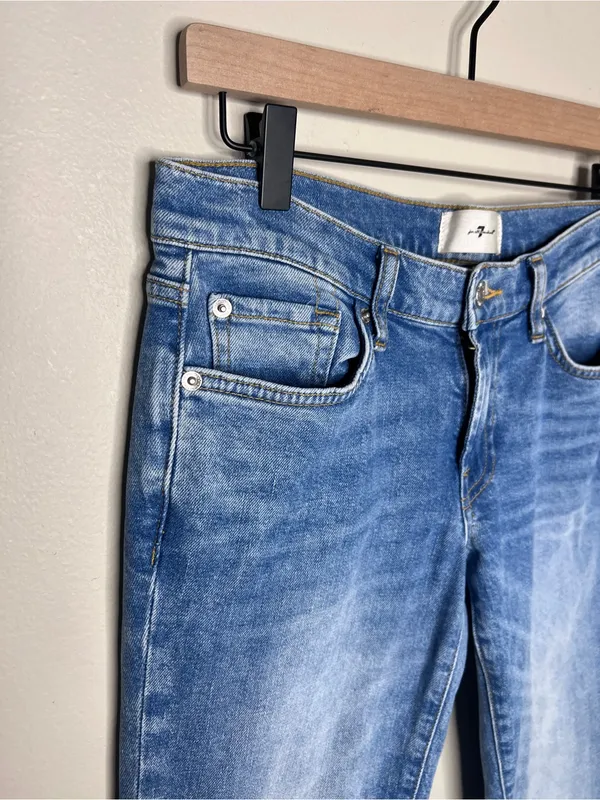 7 for all‎ mankind Women's Jeans Original Bootcut Size 27 Hem Split Light Wash - Image 2