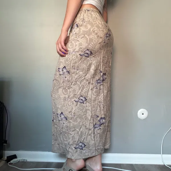Vintage Express Floral Rayon Maxi Skirt Made in USA - Image 3