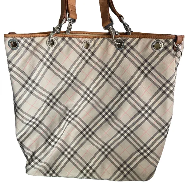 Burberry Blue Label Check Leather Trim Bucket Tote - Image 3