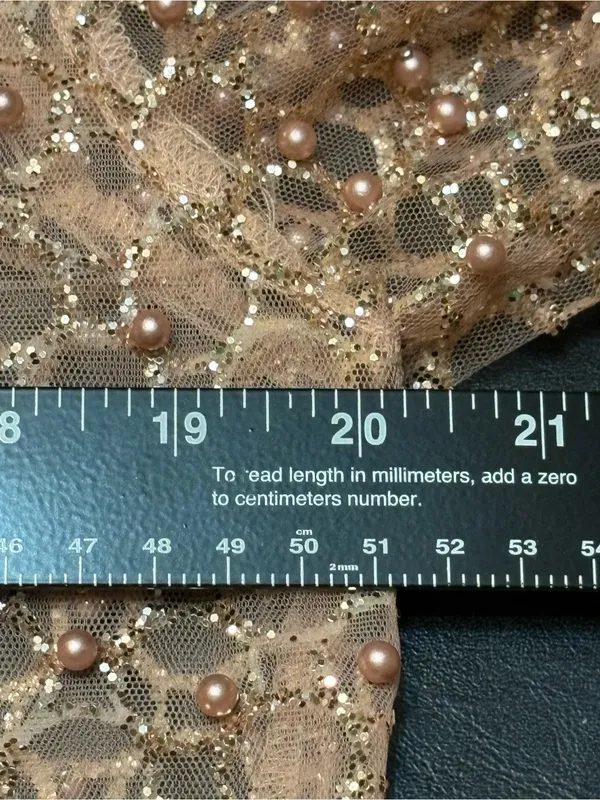 Anthropologie Blue Tassel Sheer Pearl Embellished Glittery Top size Large - Image 11