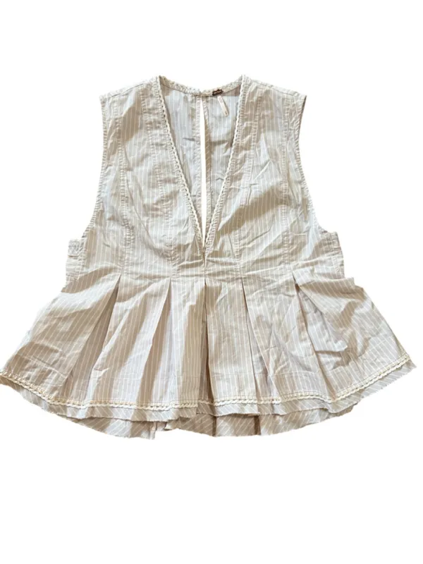 Free People Good Feels Stripe Sleeveless Top In Ivory Combo Women's Size XS NWT - Image 2