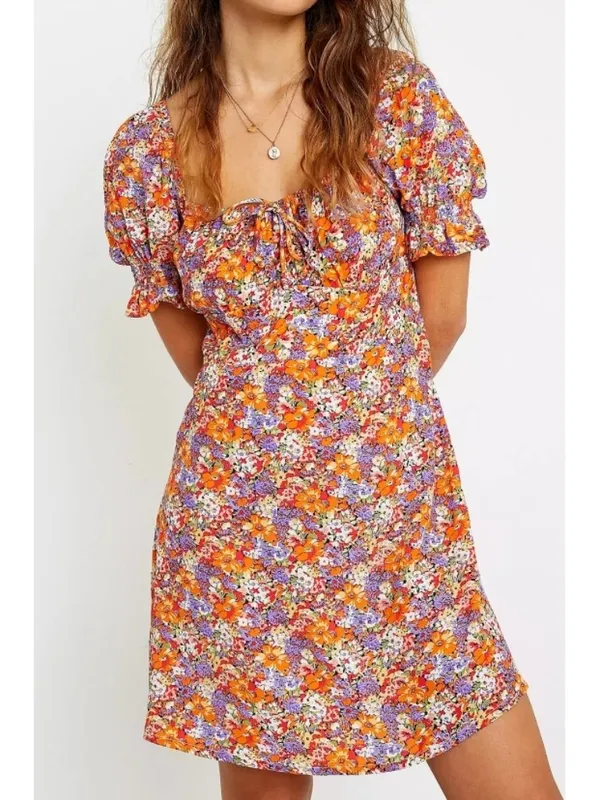 Faithfull Brand Iris Mini Dress Meja Floral Sweetheart Bust Milkmaid Romantic XS - Image 5