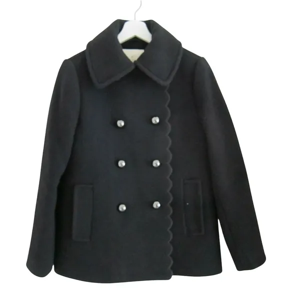 Kate Spade Out West Scallop Double-Breast Peacoat Black Size Small - Image 2
