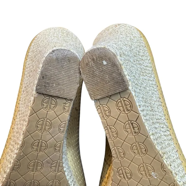 Lilly Pulitzer Shoes Womens Size 7 Beige Leather Peep Toe Espadrille Wedge Heels - Image 10