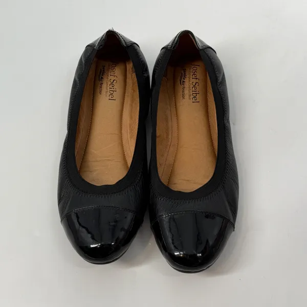 Josef Seibel Size 40 Black Leather Cap Toe Ballet Flats Double Air‎ Reaction - Image 2